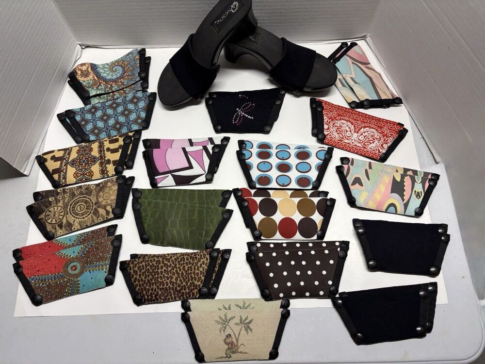 Onesole Black Wedge Soft Step Women’s 9 Wedges W 19 Interchangeable Tops VTG USA